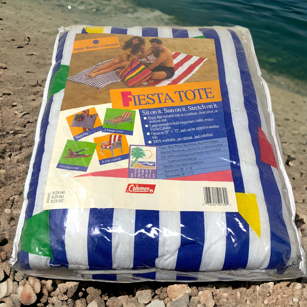 Vintage 1980's NEW Coleman Fiesta Tote Sandy Beaches Collection Mat Chair Pad
